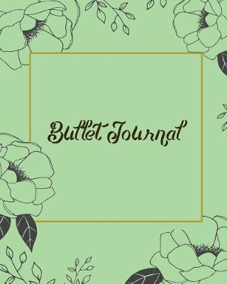 Cover of Bullet journal 150 Pages Dotted grid paper, 8x10" Large notebook with cover vintage green floral drawing