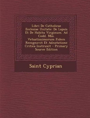 Book cover for Libri de Catholicae Ecclesiae Unitate