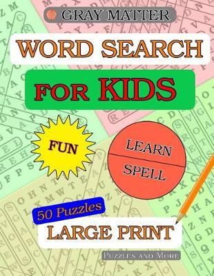 Book cover for Word Search Puzzles for Kids - themes, jokes, fun facts