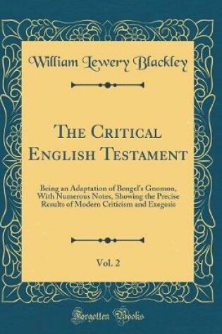 Cover of The Critical English Testament, Vol. 2