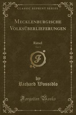 Book cover for Mecklenburgische Volksüberlieferungen, Vol. 1