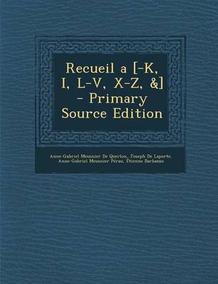 Book cover for Recueil a [-K, I, L-V, X-Z, &]