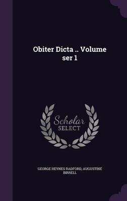 Book cover for Obiter Dicta .. Volume Ser 1