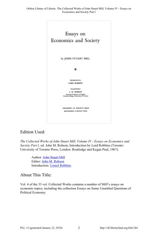 Cover of Essays Economics Society 4/5