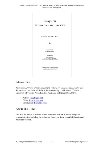 Book cover for Essays Economics Society 4/5