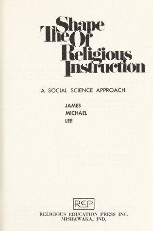 Cover of Shape of Religious Instruction