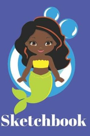 Cover of Cute Black Hair Brown Eyes Modern Mermaid Lover Gift Sketchbook for Drawing Coloring or Writing Journal