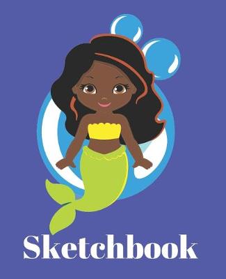 Book cover for Cute Black Hair Brown Eyes Modern Mermaid Lover Gift Sketchbook for Drawing Coloring or Writing Journal