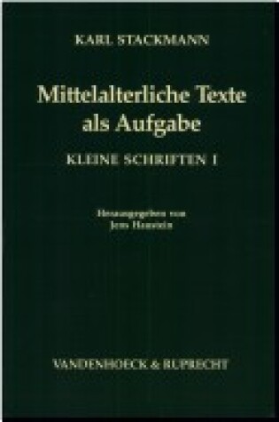 Cover of Mittelalterliche Texte ALS Aufgabe