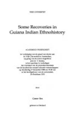 Cover of Some Recoveries in Guiana Ethnohistory