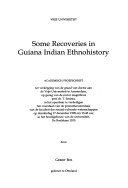 Cover of Some Recoveries in Guiana Ethnohistory