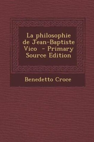 Cover of La Philosophie de Jean-Baptiste Vico