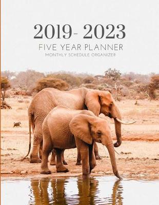 Book cover for 2019-2023 Five Year Planner Baby Elephant Gratitude Monthly Schedule Organizer