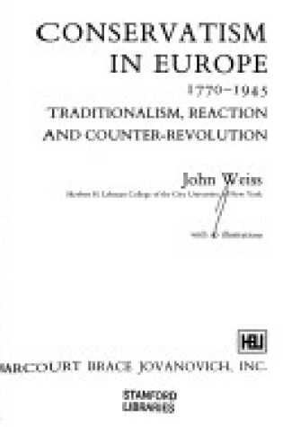 Cover of Weiss Conservatism in Europe