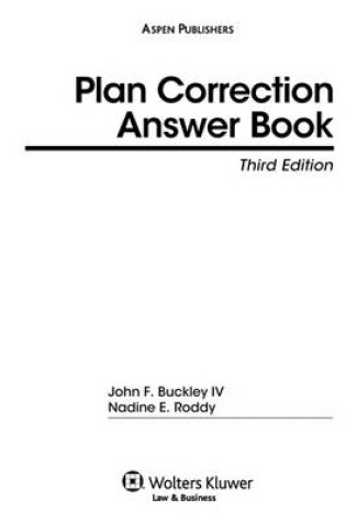 Cover of Plan Correction Answer Book, Third Edition