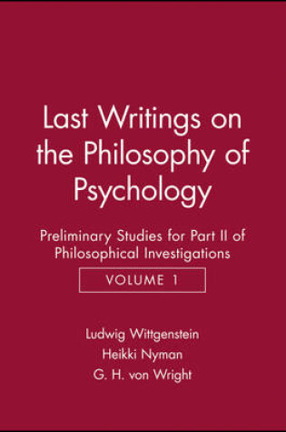Cover of Last Writings on the Phiosophy of Psychology