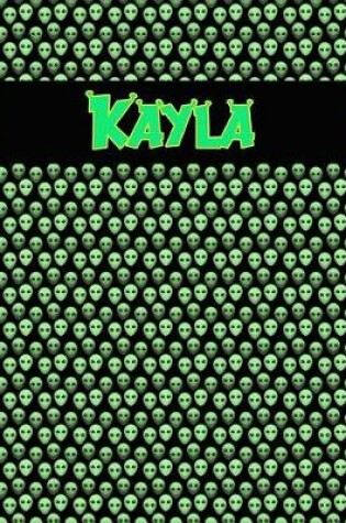 Cover of 120 Page Handwriting Practice Book with Green Alien Cover Kayla