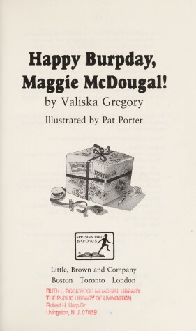 Book cover for Happy Burpday, Maggie McDougal!