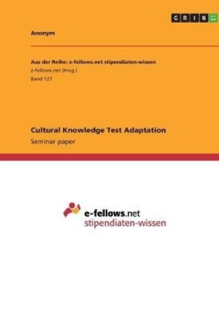Cover of Cultural Knowledge Test Adaptation