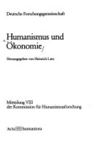 Cover of Humanismus Und Oekonomie