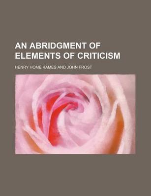 Book cover for An Abridgment of Elements of Criticism