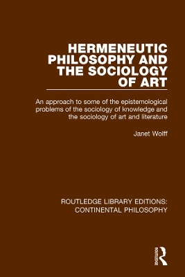 Cover of Hermeneutic Philosophy and the Sociology of Art