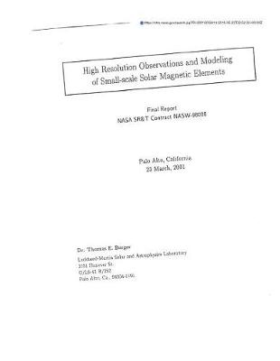 Book cover for High Resolution Observations and Modeling of Small-Scale Solar Magnetic Elements