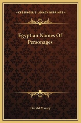 Cover of Egyptian Names Of Personages