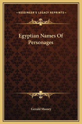 Book cover for Egyptian Names Of Personages