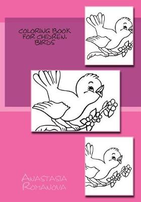 Book cover for Coloring book for chidren. Birds