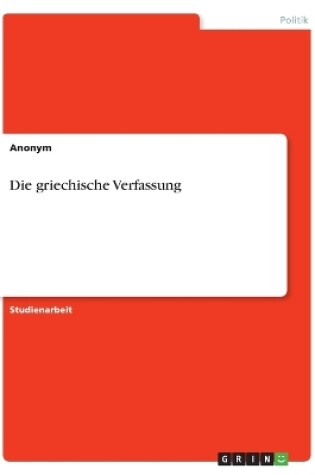 Cover of Die griechische Verfassung