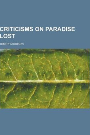 Cover of Criticisms on Paradise Lost