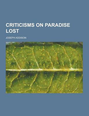 Book cover for Criticisms on Paradise Lost