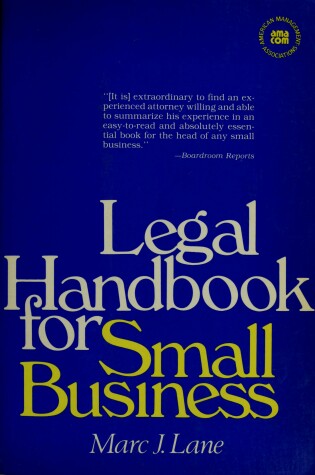 Cover of Legal Handbook for Small Business