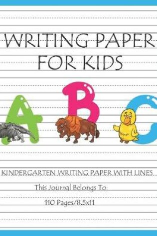 Cover of Kindergarten writing paper with lines for ABC kids