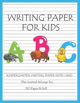 Book cover for Kindergarten writing paper with lines for ABC kids