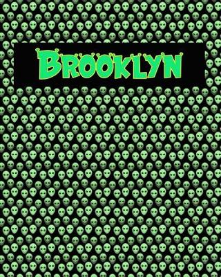 Book cover for 120 Page Handwriting Practice Book with Green Alien Cover Brooklyn