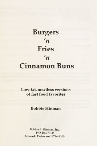 Cover of Burgers 'n Fries 'n Cinnamon Buns