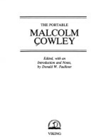 Cover of Cowley Malcolm : Portable Malcolm Cowley