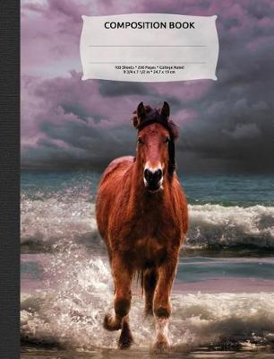 Book cover for Stormy Beach Horse Composition Notebook, College Ruled