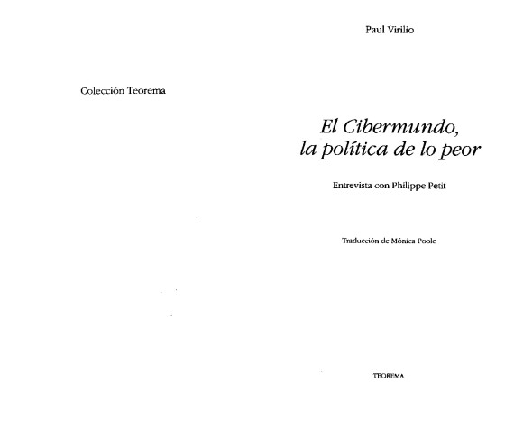 Book cover for El Cibermundo, La Politica de Lo Peor