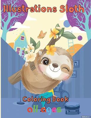 Book cover for illustrations Sloth Coloring book all ages