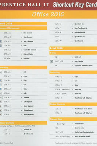 Cover of Prentice Hall Office 2010 Shortcut Card
