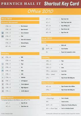 Book cover for Prentice Hall Office 2010 Shortcut Card