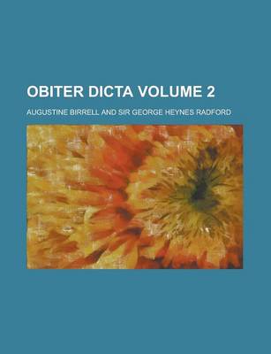 Book cover for Obiter Dicta Volume 2