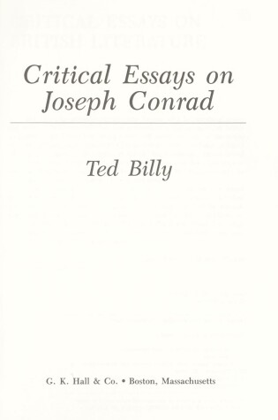 Cover of Critical Essays on Joseph Conrad