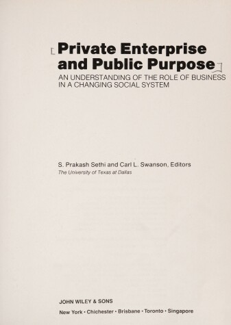 Cover of Private Enterprise and Public Purpose