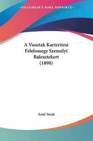 Cover of A Vasutak Karteritesi Felelossege Szemelyi Balesetekert (1898)