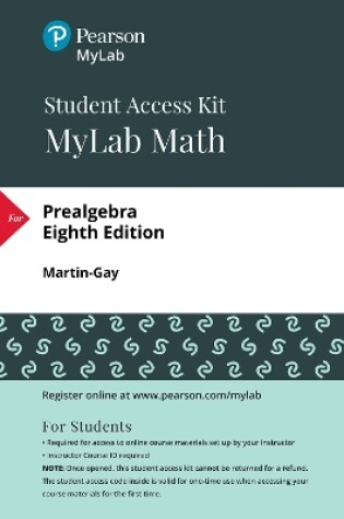 Cover of MyLab Math with Pearson eText -- 24 Month Standalone Access Card -- for Prealgebra