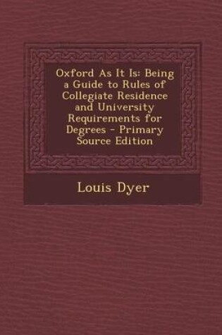 Cover of Oxford as It Is